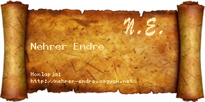 Nehrer Endre névjegykártya